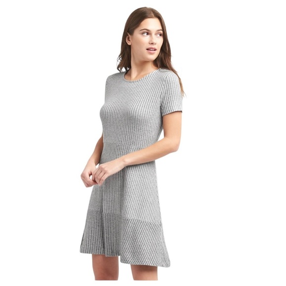 GAP Dresses & Skirts - GAP Womens Ribbed Knit Soft Spun Fit & Flare Dress - Gray - Women's Size Medium